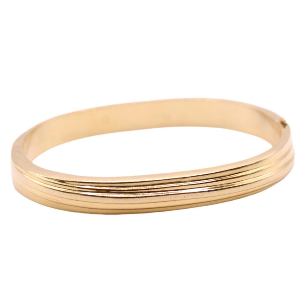 Vintage 14k Yellow Gold Chunky Hinged Bangle Bracelet